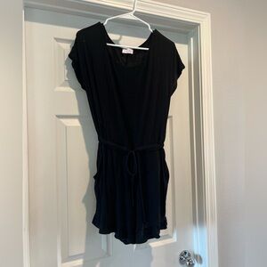 Pink lily black romper